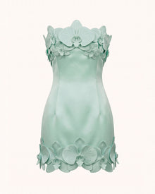 Orchid Trim Strapless Mini Dress - Mint