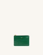 Quinn Zipped Card Holder - Green Croc