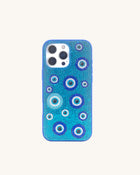 Evil Eye Artificial Crystal Embellished Phone Case - Blue