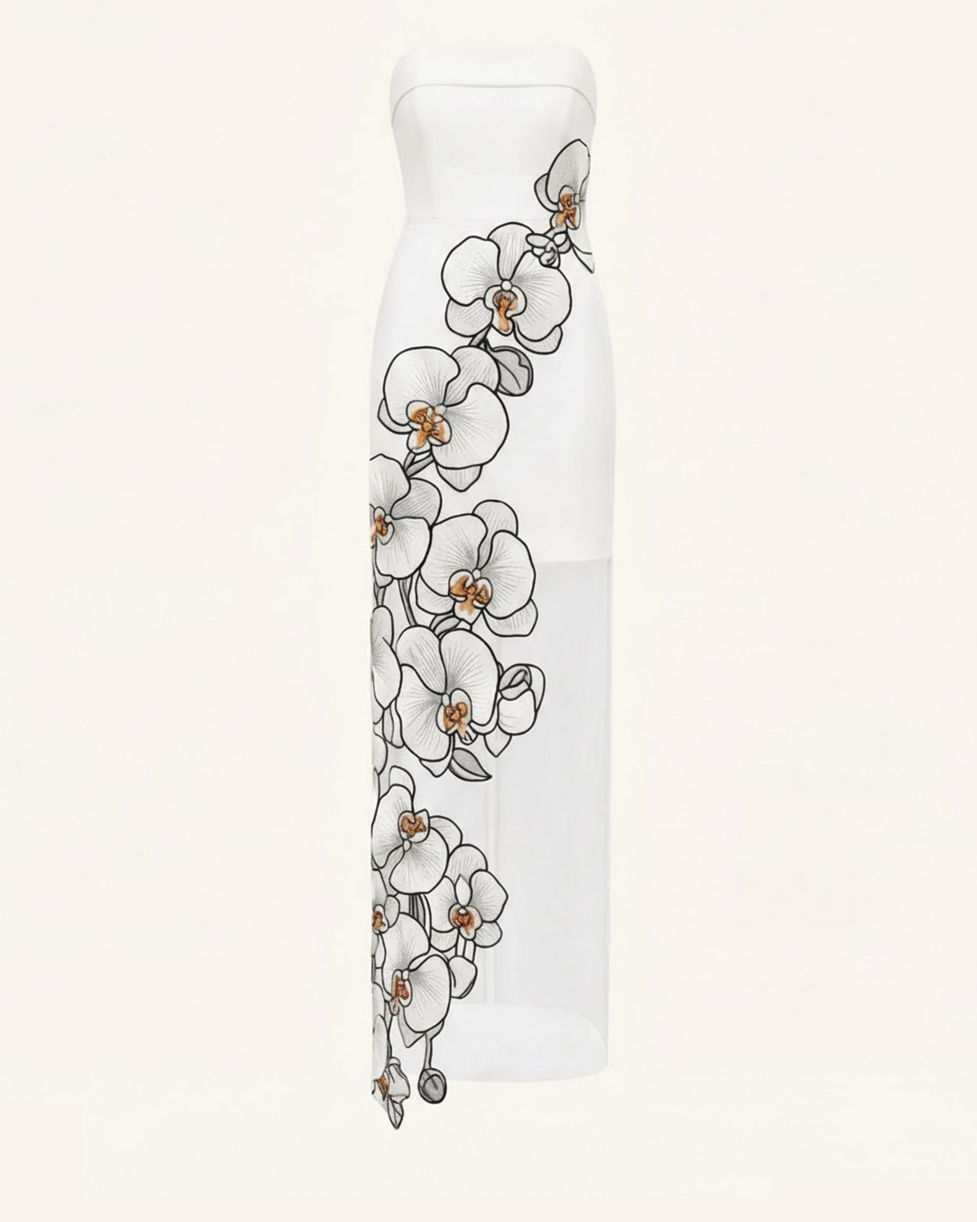 Orchid Embroidered Dress - White