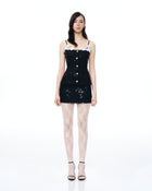 Seilena 3D Floral Sequin Mini Suits - Black
