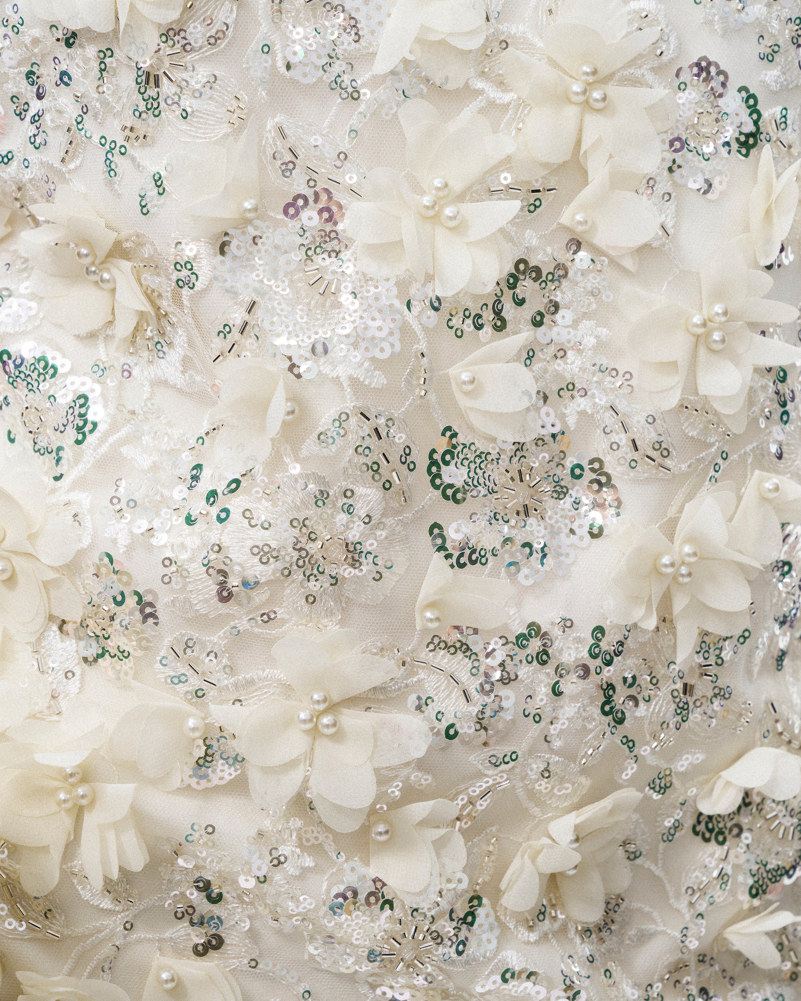 Lysandra 3D Floral Sequin Mini Dress - White