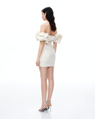 Althea Clouds Shoulders Floral Embroidered Mini Dress - White