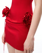 Bellamy 3D Floral Mini Dress - Red