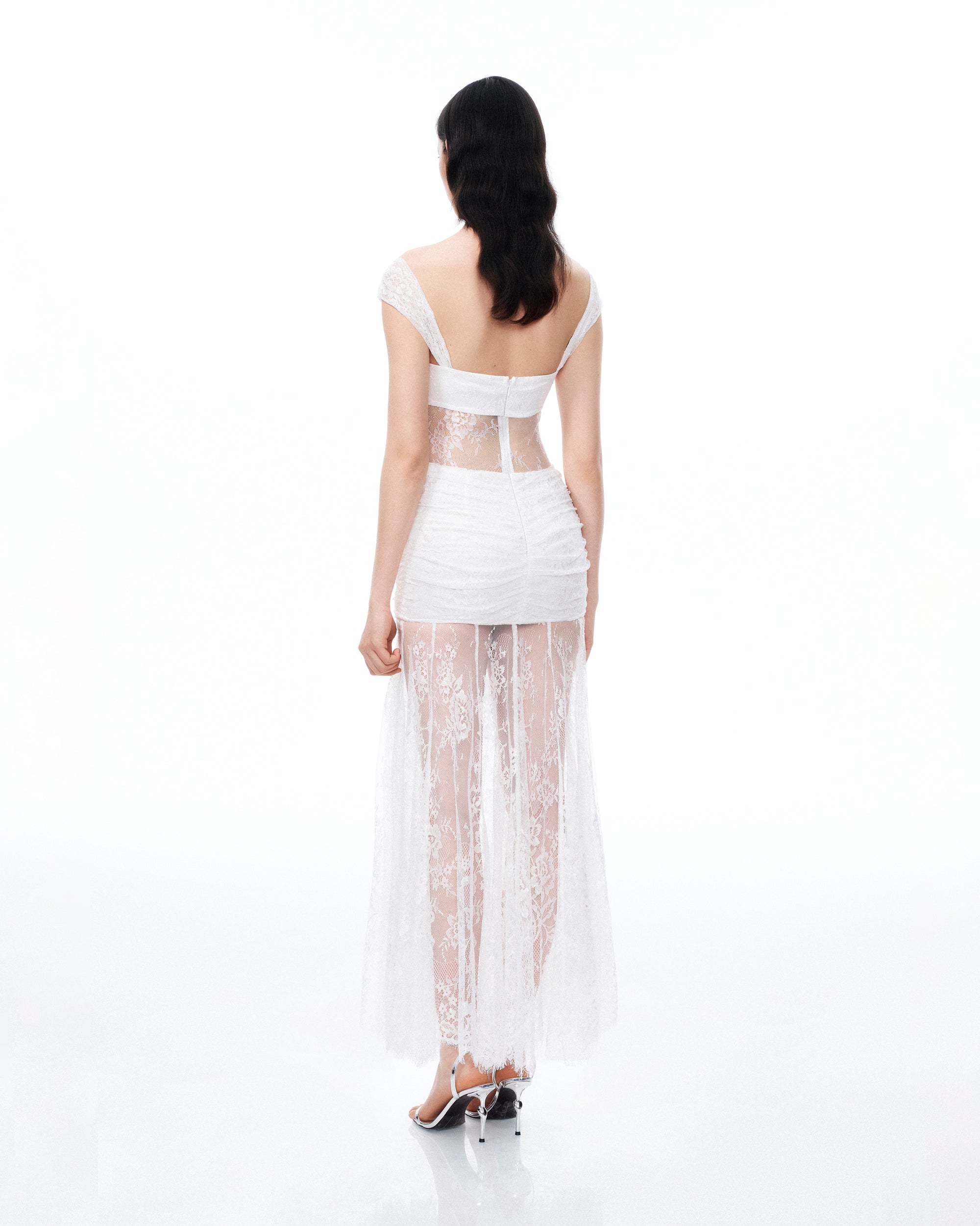 Fiorentina 3D Floral Lace Dress - White