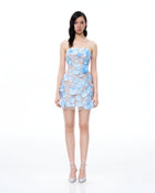 Elowen Floral Embroidered Mini Dress - Blue