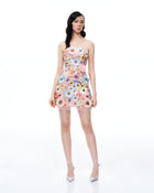 Odalys Floral Embroidered Mini Dress - Pastel Multi