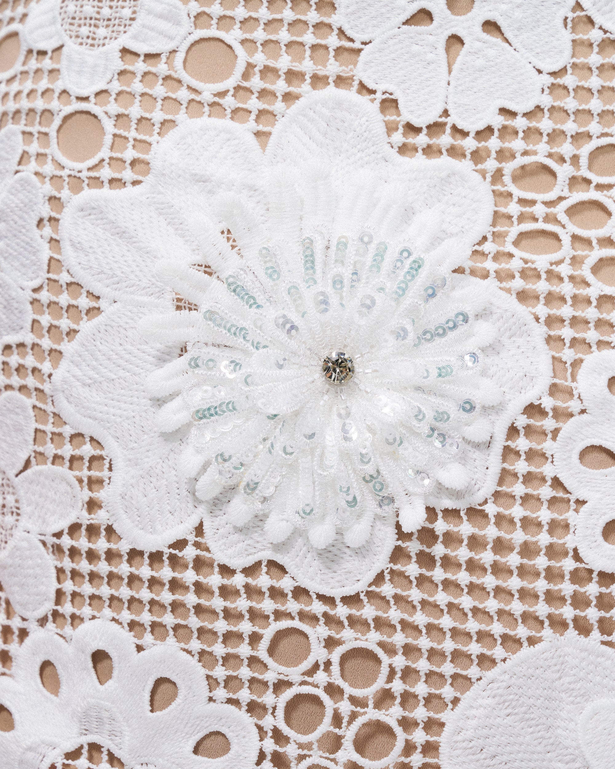 Leander Embroidered Lace Mini Dress - White