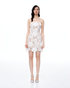Leander Embroidered Lace Mini Dress - White