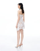 Leander Embroidered Lace Mini Dress - White