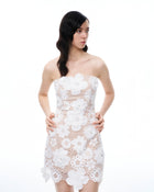Leander Embroidered Lace Mini Dress - White
