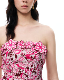 Seraphim Floral Embroidered Mini Dress - Rose Red