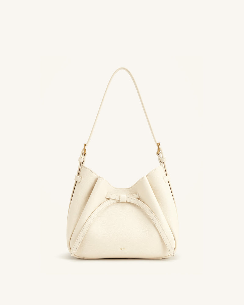 Mabel Soft Bow Shoulder Bag - Ivory White