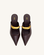 Sofia Metal Accent Sphere Heel Mules - Deep Burgundy