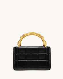 Kaia Bamboo Metal Handle Handbag - Black