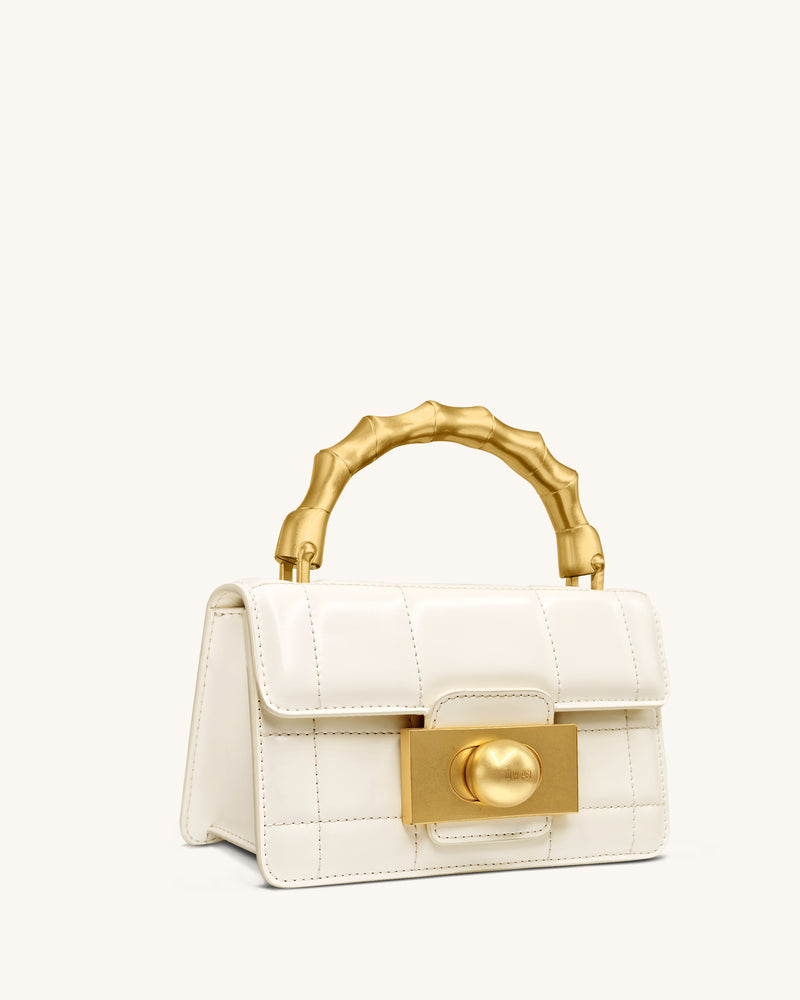Kaia Bamboo Metal Handle Handbag - White