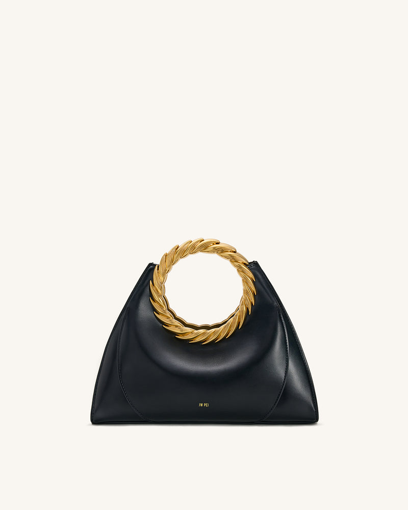Amiya Leaf Handle Sculpture Bag - Black
