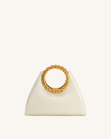 Amiya Leaf Handle Sculpture Bag - White