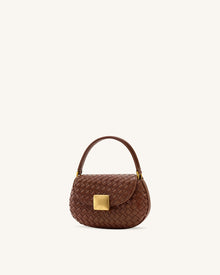 Zuri Hand Woven Round Top Handle Bag - Brown