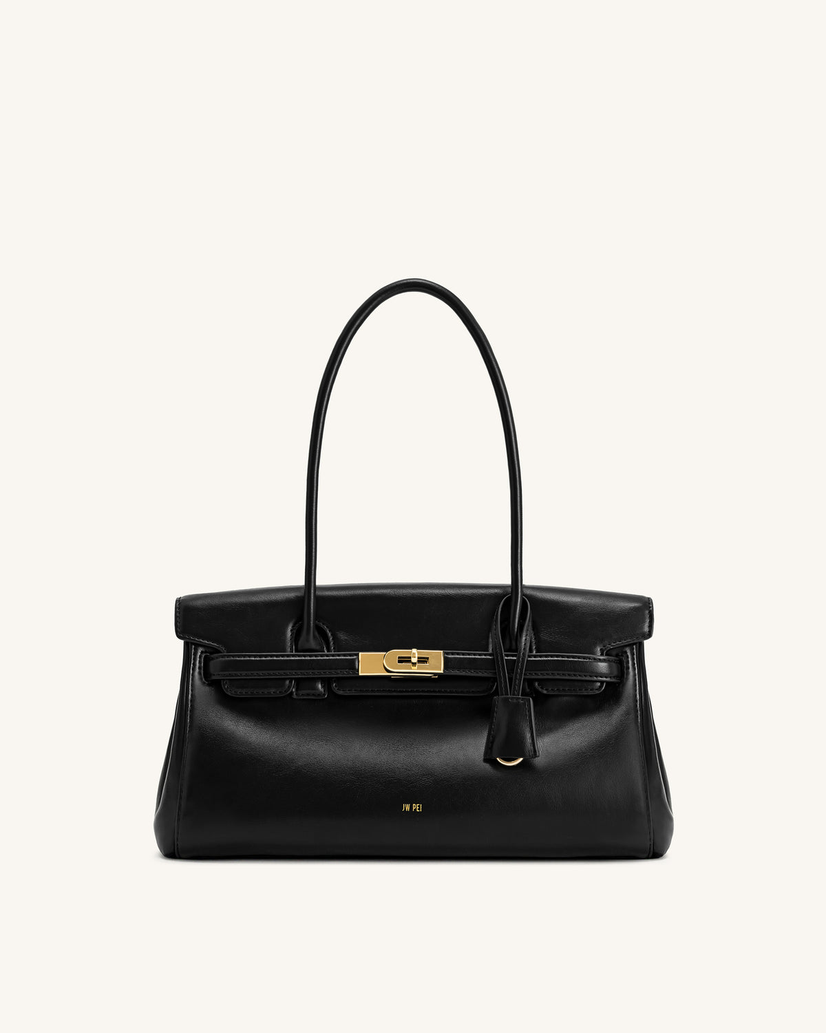 Black JW PEI Yara structured shoulder bag with gold hardware
