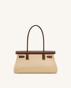 Yara Faux Suede Shoulder Bag - Dark Brown