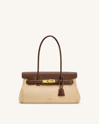 Yara Faux Suede Shoulder Bag - Dark Brown