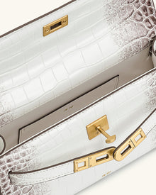 Noor Top Handle Bag - White Croc
