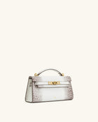 Noor Top Handle Bag - White Croc