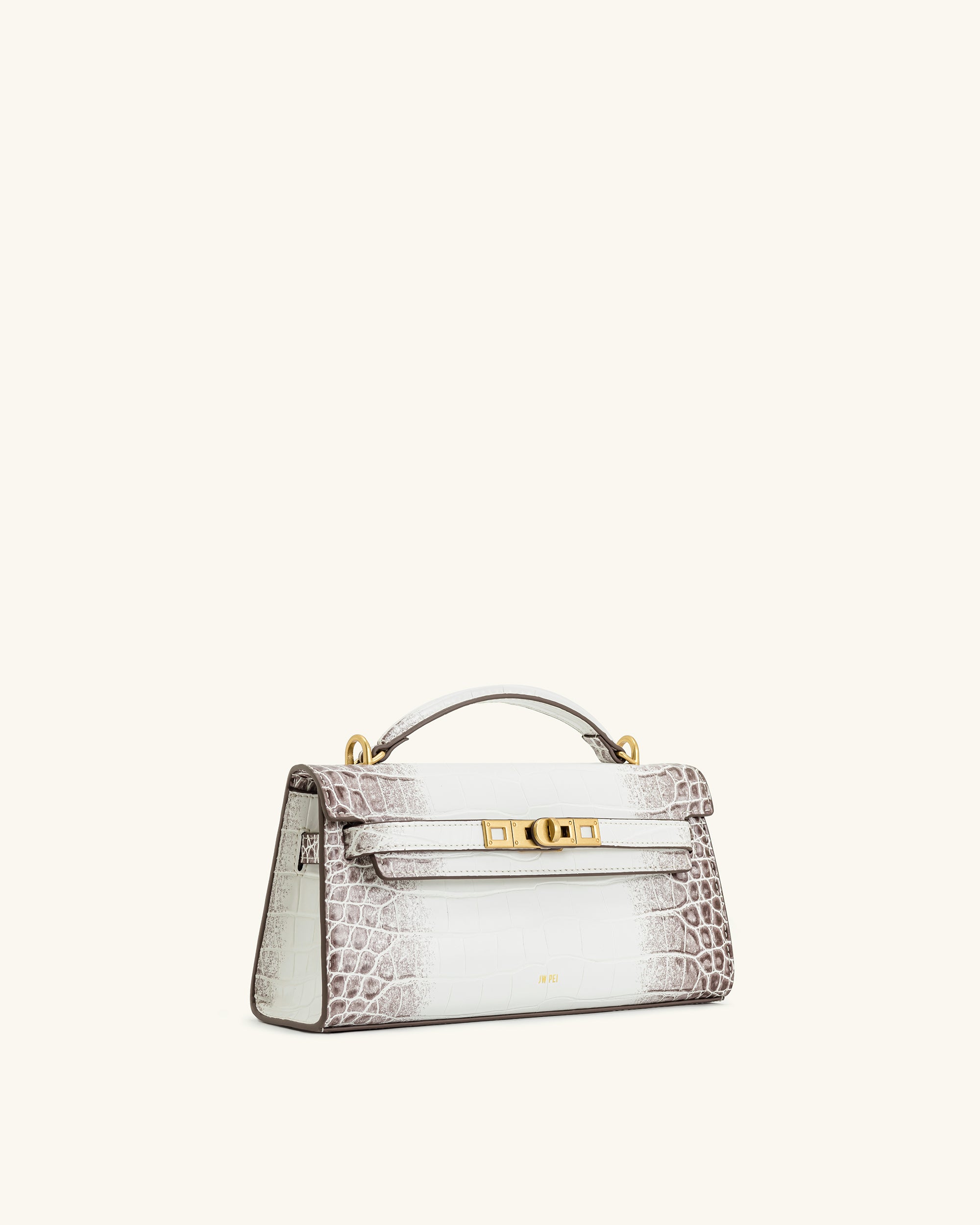 Noor Top Handle Bag - White Croc