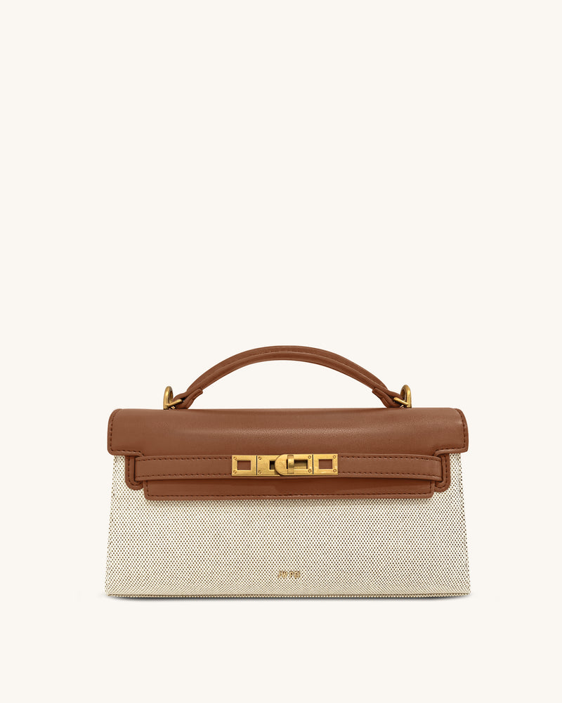 Noor Top Handle Bag - Brown Canvas