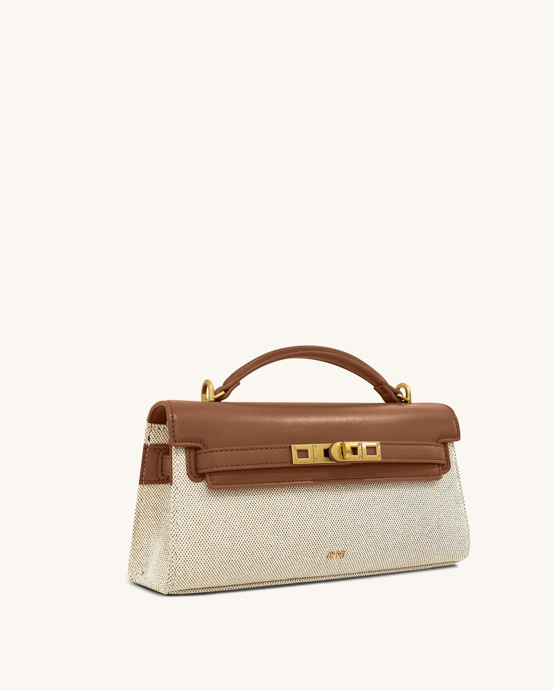 Noor Top Handle Bag - Brown Canvas