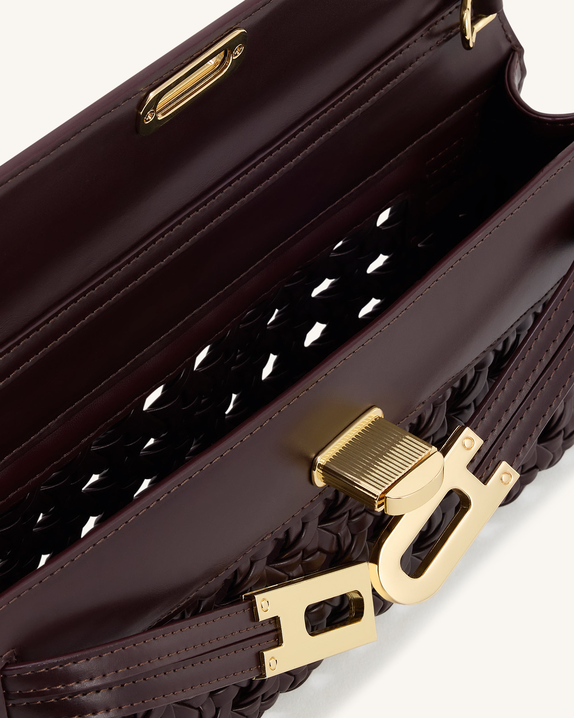 Bria Structured Top Handle Bag - Dark Red | JW PEI