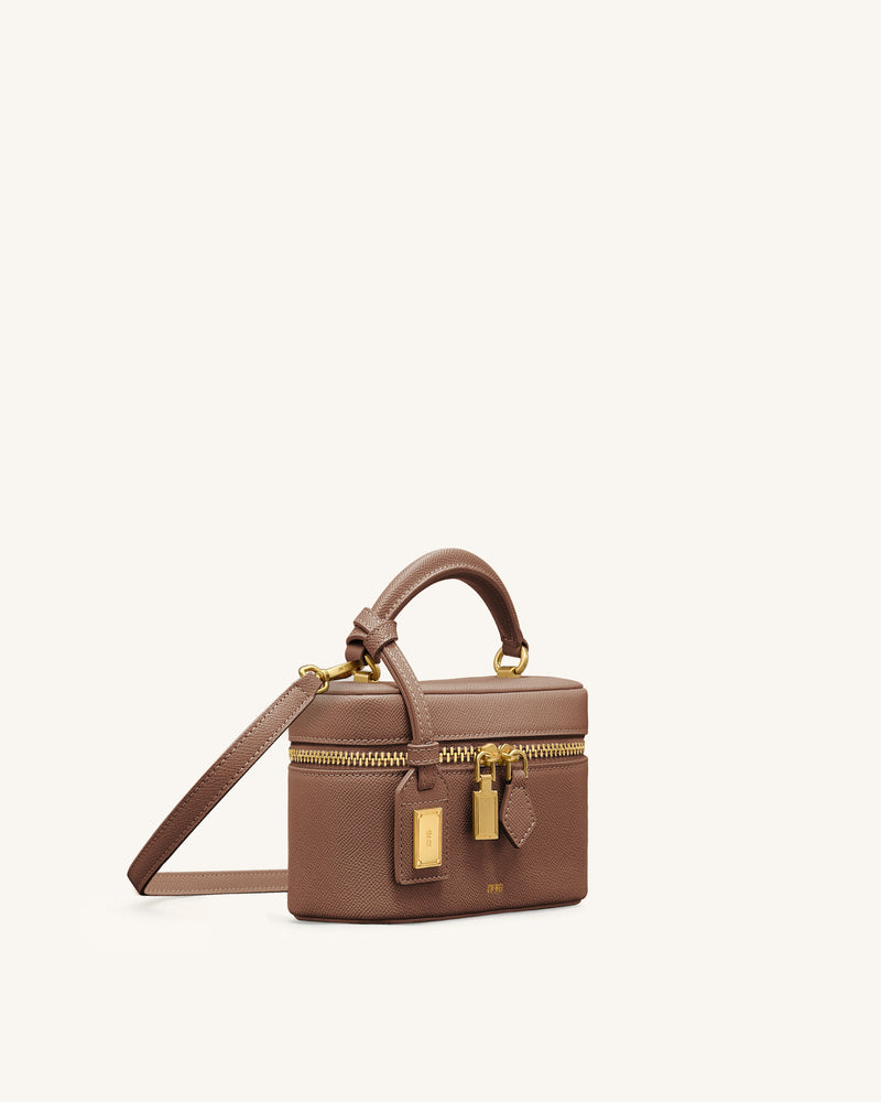 Cleo Box Shape Top Handle Bag - Brown
