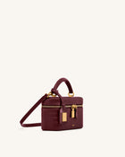 Cleo Box Shape Top Handle Bag - Claret Croc
