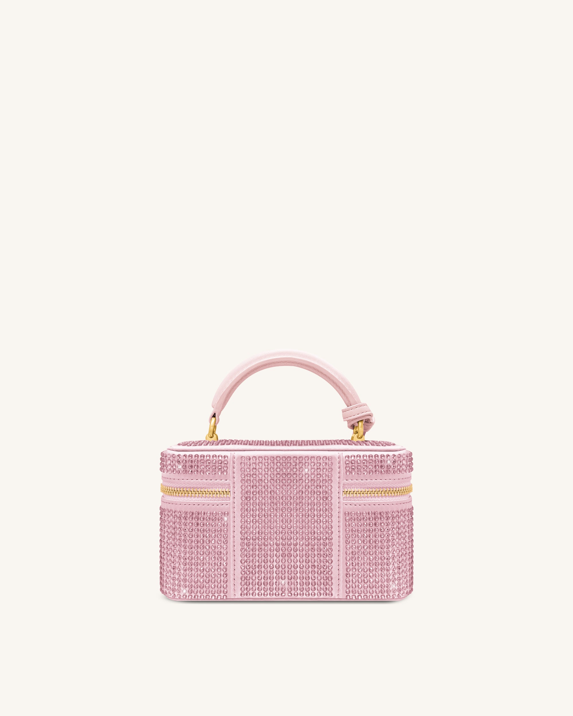 Cleo Artificial Crystal Box Shape Top Handle Bag - Pink
