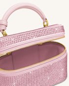Cleo Artificial Crystal Box Shape Top Handle Bag - Pink