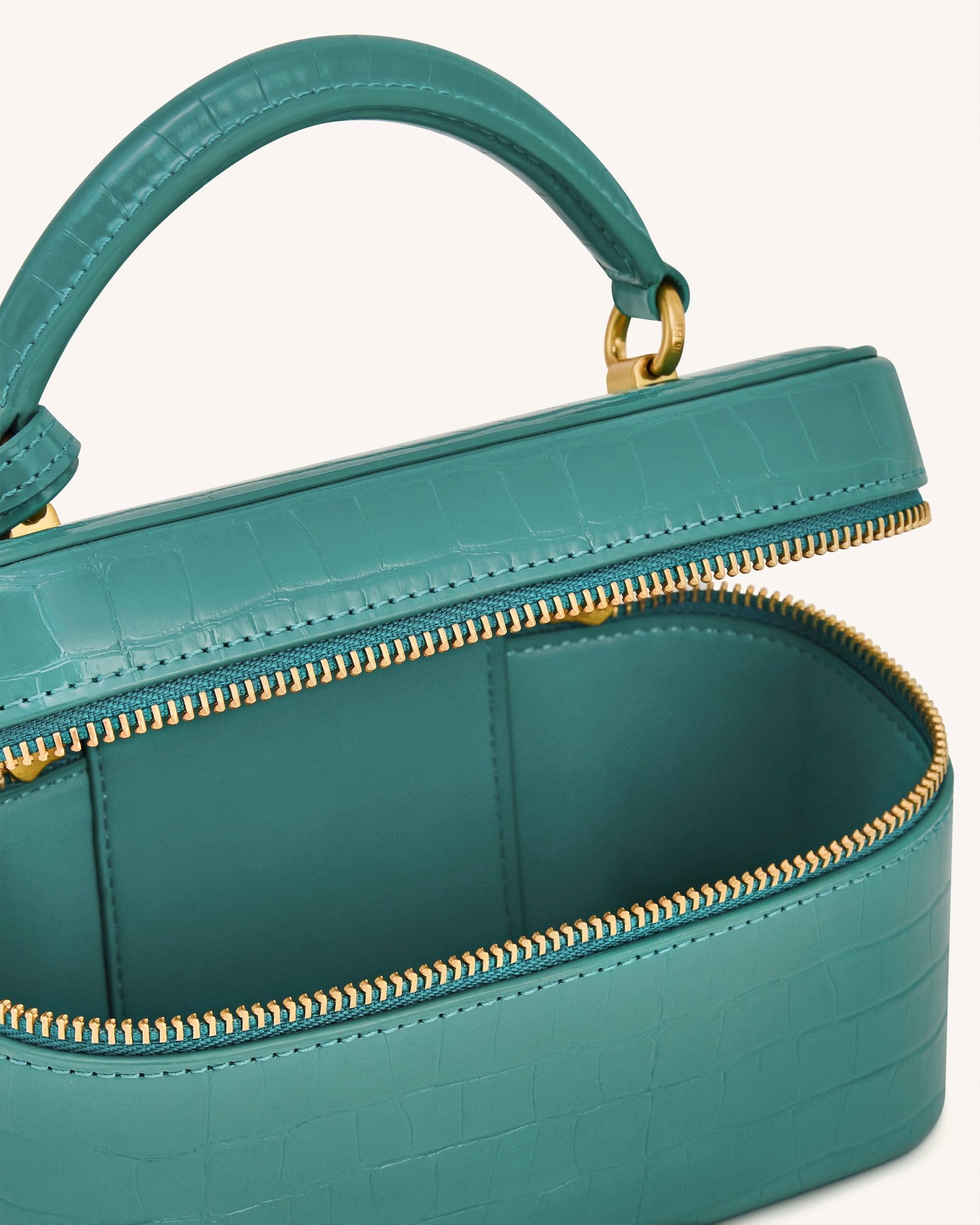 Cleo Box Shape Top Handle Bag - Green Croc | JW PEI