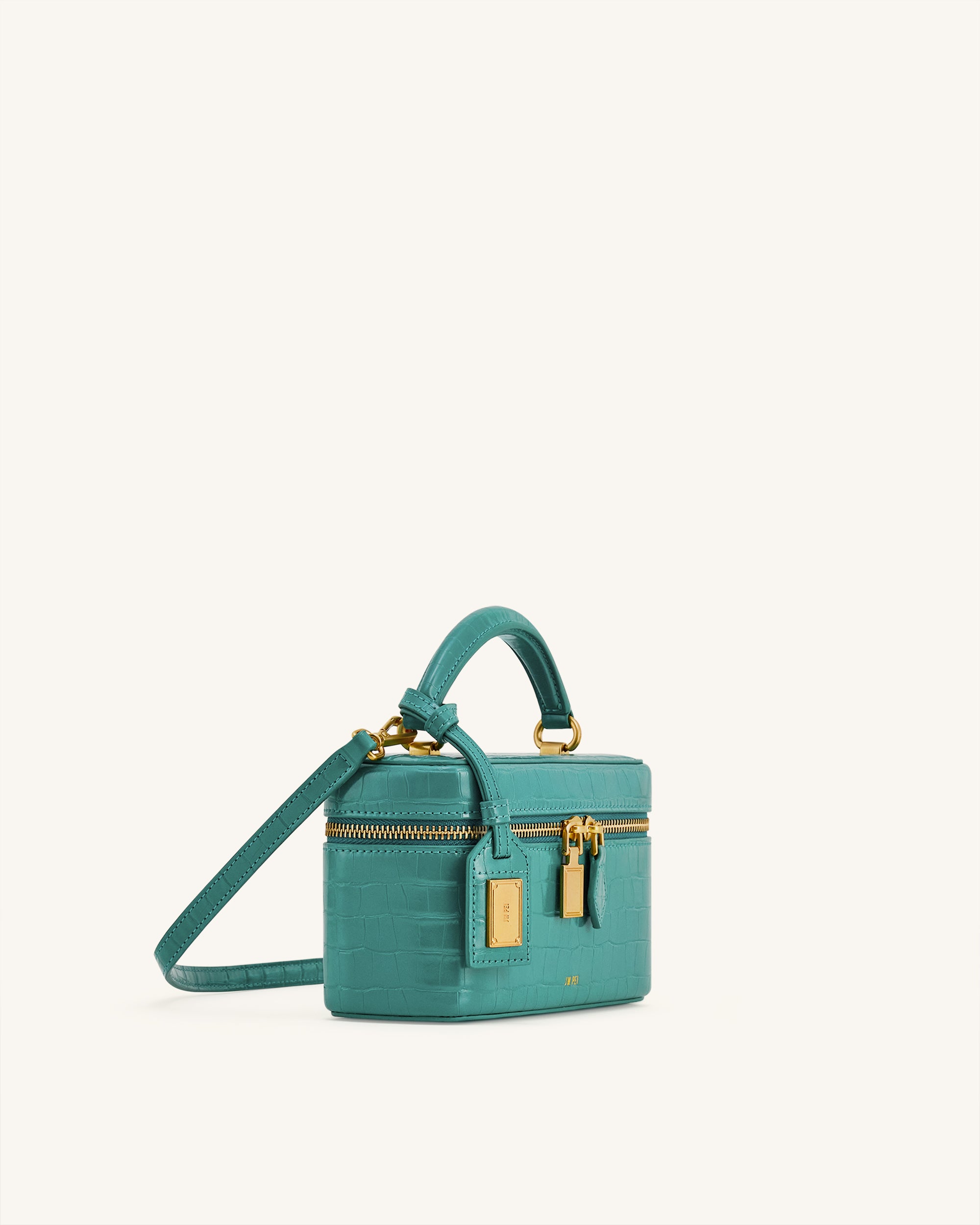 Cleo Box Shape Top Handle Bag - Green Croc | JW PEI