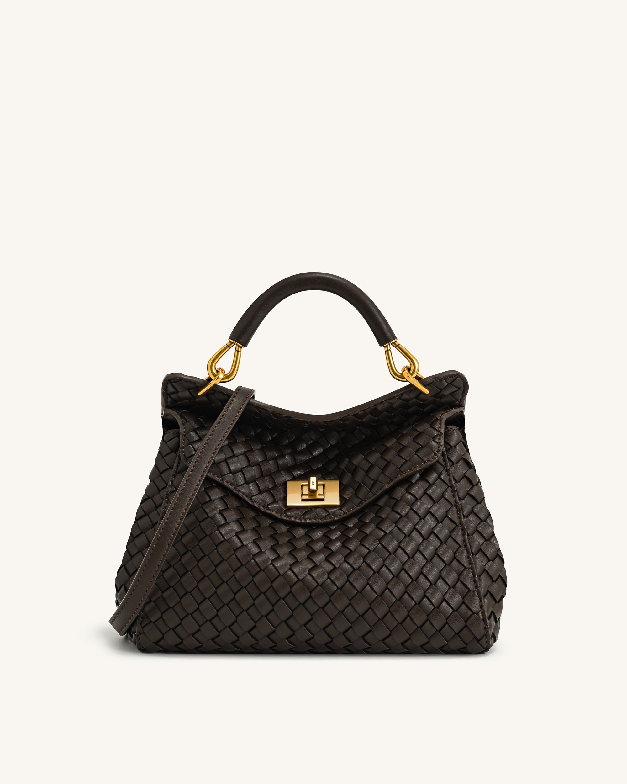 レディピッグ Lucia Classic Top Handle Woven Bag - Dark Brown | JW PEI