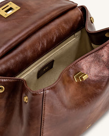 Lucia Classic Top Handle Bag - Coffee Brown