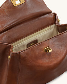 Lucia Classic Top Handle Bag - Coffee Brown