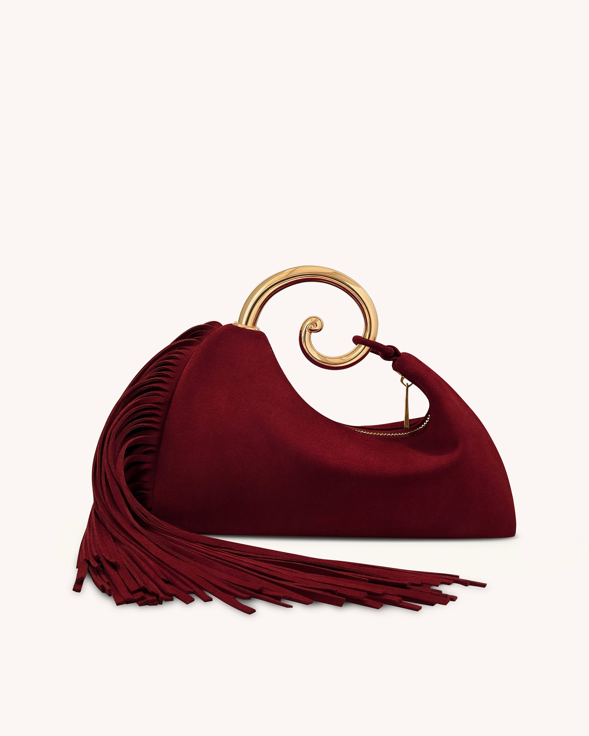 Nell Fringe Hardware Top Handle Bag - Burgundy