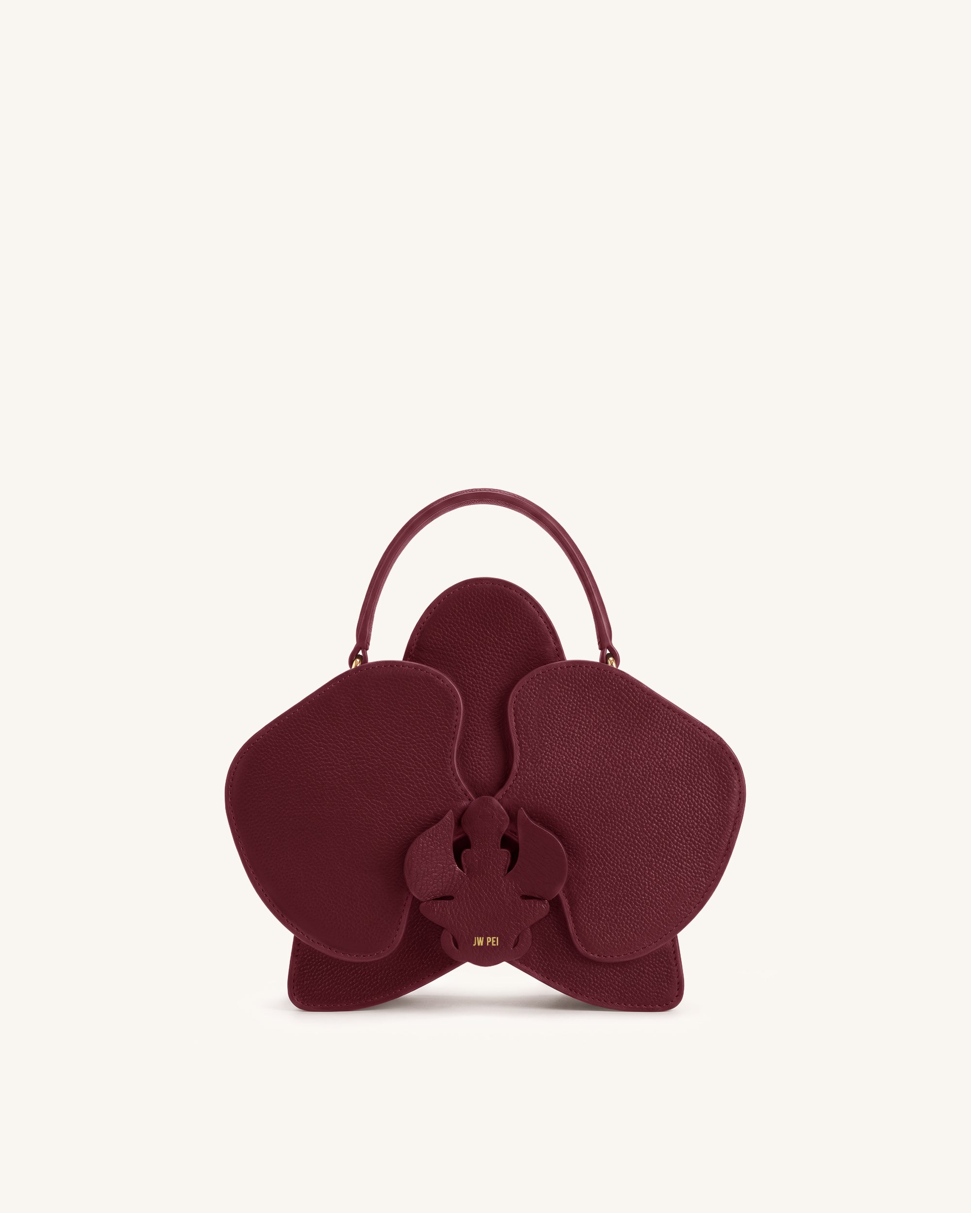 Flora Orchid Shape Top Handle Bag - Dark Burgundy