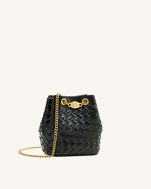 Yara Hand-Woven Bucket Bag - Black
