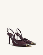 Savannah Gold Tipped Slingback Pumps - Burgundy