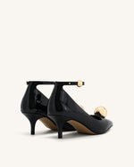 Jewel Buckle Kitten Heels Pumps-Black