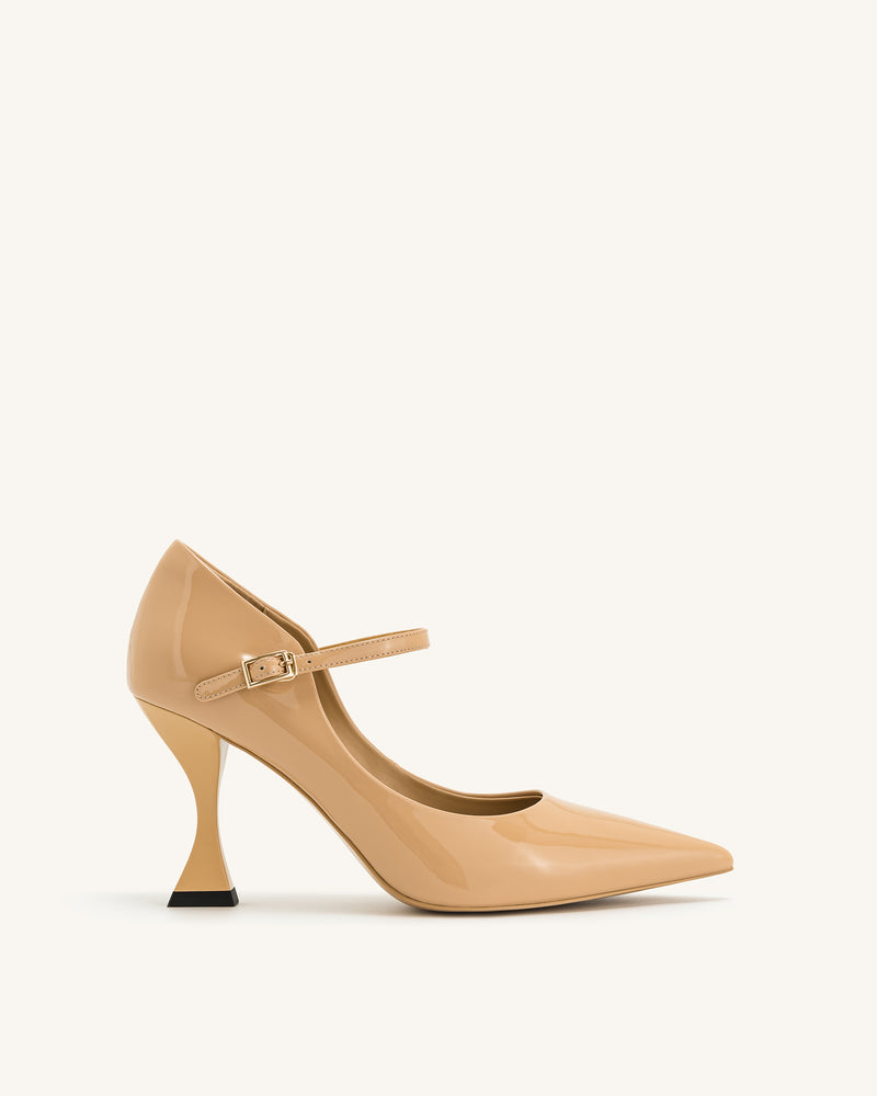 Thalina Patent Lather Pumps - Apricot