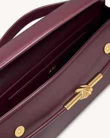 Lena Metal Rope Knot Top Handle Bag - Deep Claret