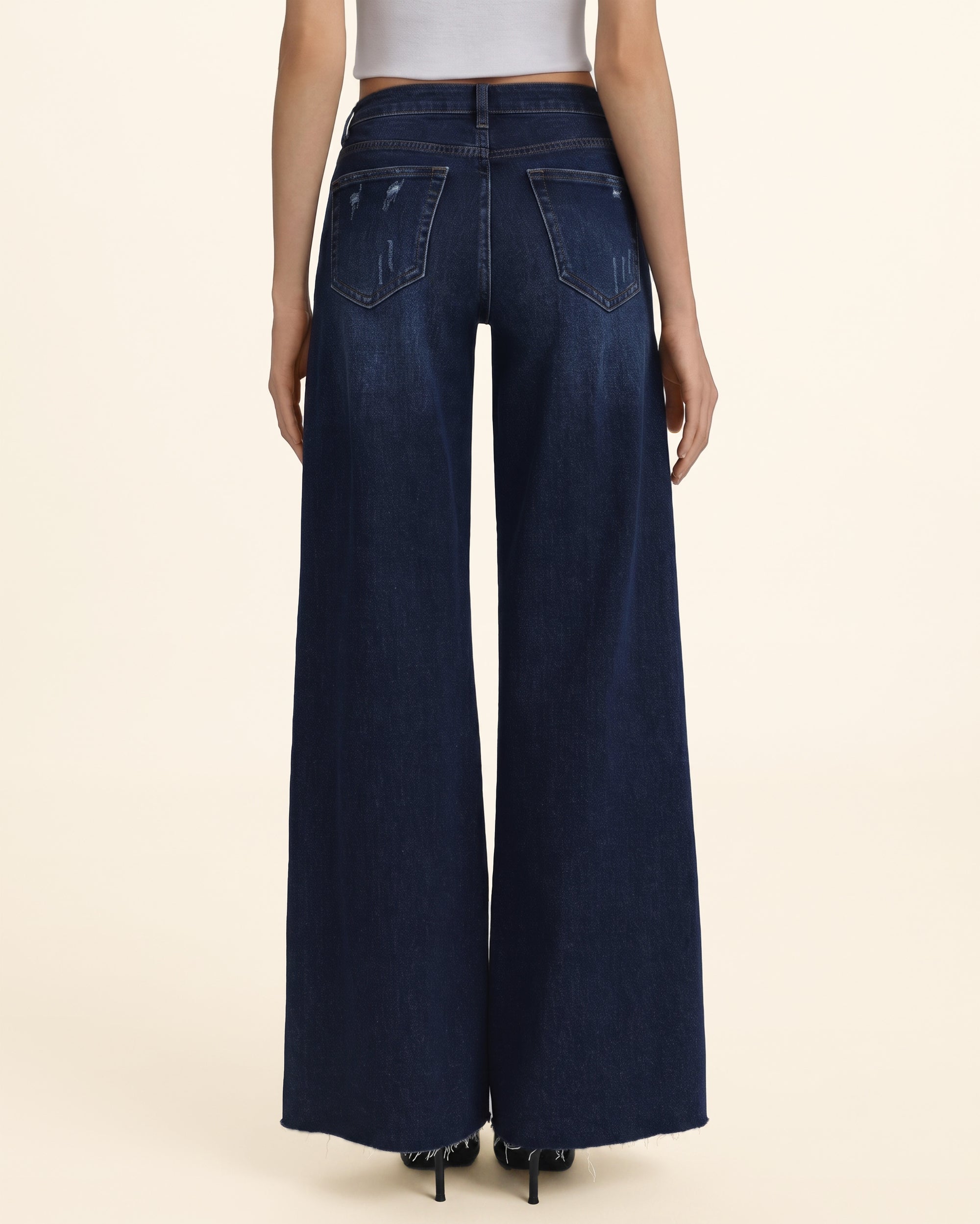 The Firework Rhinestone Wide-Leg Jeans - Mood Indigo