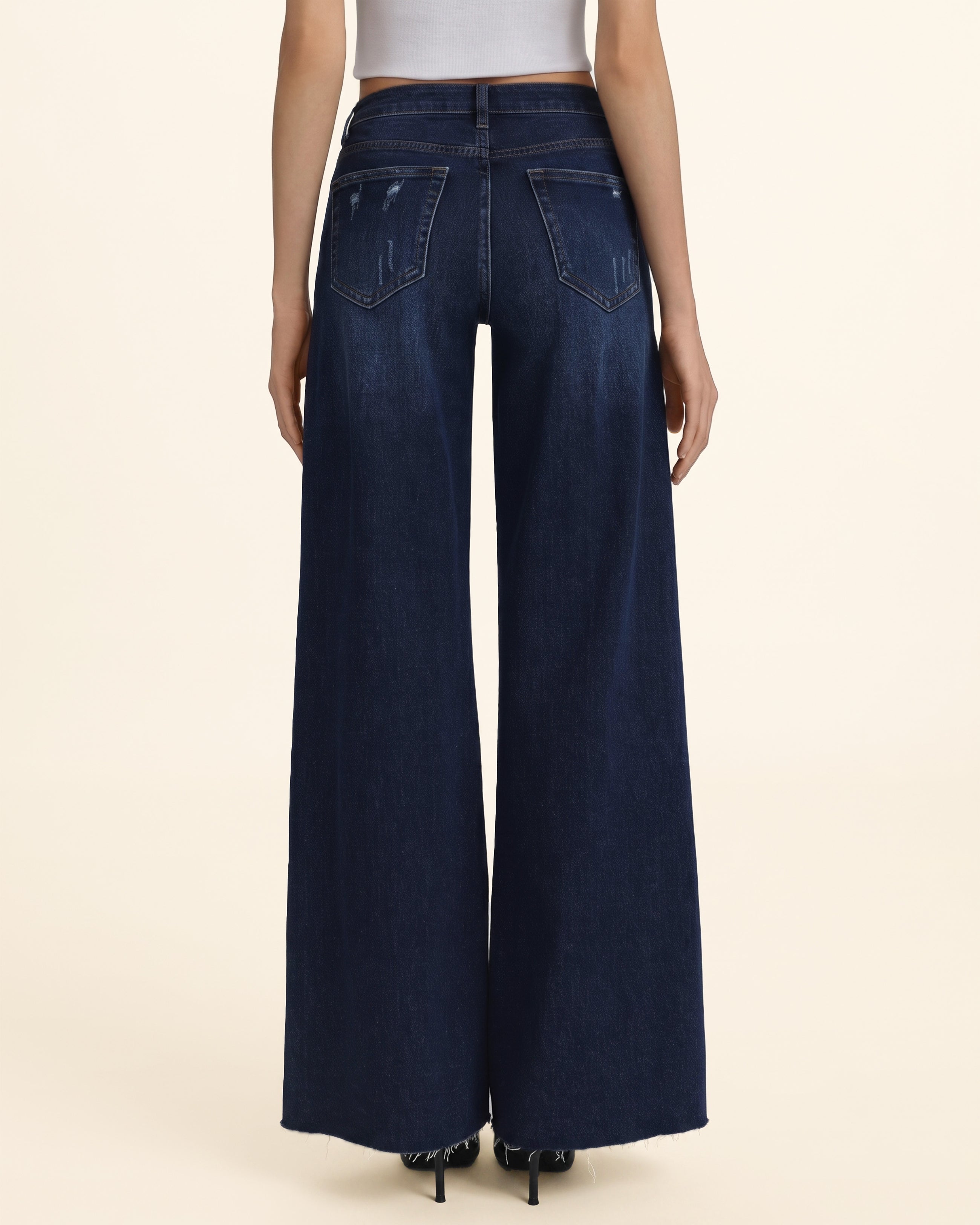 The Firework Rhinestone Wide-Leg Jeans - Mood Indigo